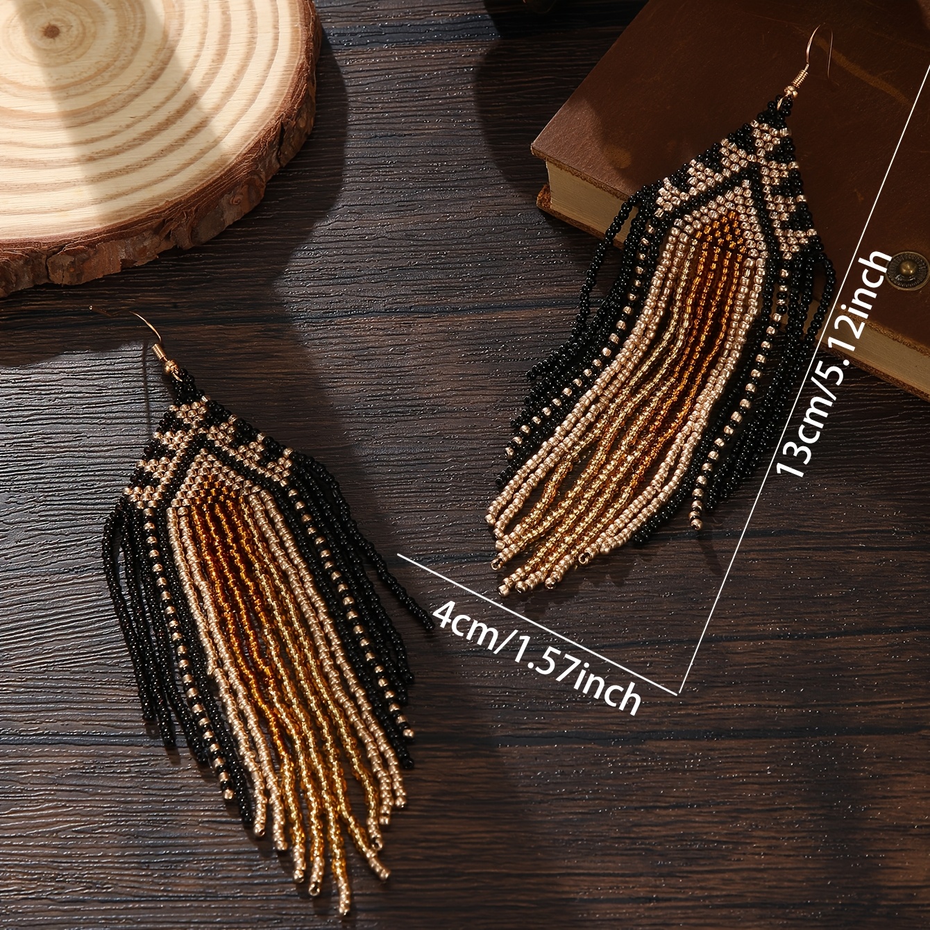 Women's Vintage Bohemian Hand-Woven Beaded Tassel Earrings